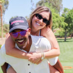 Beachside Golf Club members Taylor Johnson, bottom, and Haley Etter take timeout of a recent round to pose for a photo. The affiliate golf club promotes a fun atmosphere, socializing and philanthropy. Courtesy photo