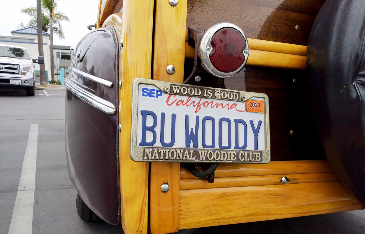 A woodie parked on display on Sept. 17 at Moonlight Beach in Encinitas. Photo by Jacqueline Covey