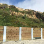 The Del Mar City Council approved encroachment permits last week which will allow SANDAG to implement stabilization structures along the Del Mar Bluffs including around half a mile of seawalls along the beach, shown in a conceptual illustration rendering. Photo courtesy of SANDAG