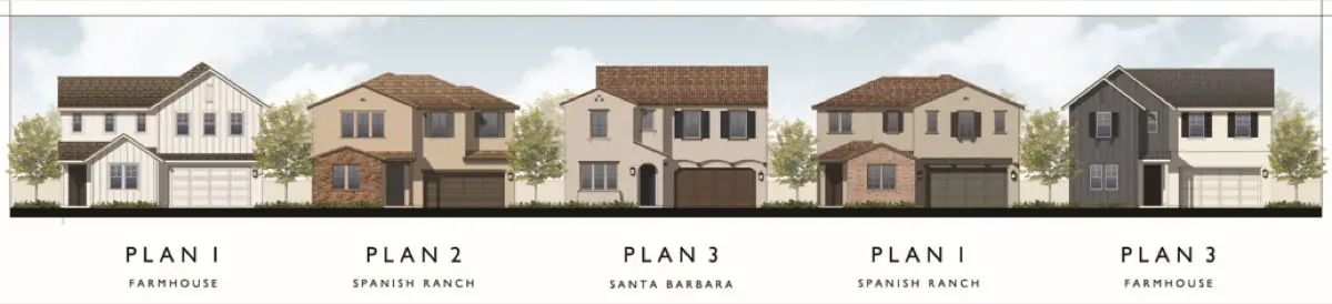 Examples of the types of homes in the Camino Largo project. Graphic courtesy of California West
