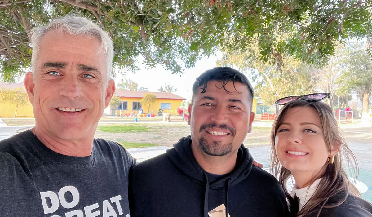 Carlsbad resident David Steel, left, with orphanage director Jorge Fonesca, center, and Stephanie Brown, a volunteer and contributor to the orphanage. Courtesy photo