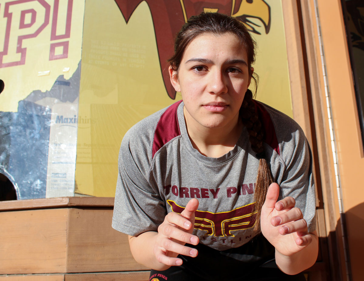 Falcons senior Aurora "Rory" Hardy will compete at this weekend's Masters tournament with the hope of returning to the CIF Girls Wrestling State Championships in Bakersfield. Photo by Jordan P. Ingram
