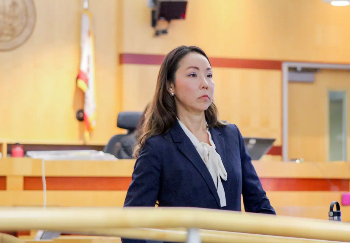 Deputy District Attorney Helen Kim awaits the next witness in the murder trial of Kellon Razdan on Monday at the Vista Courthouse. Photo by Laura Place