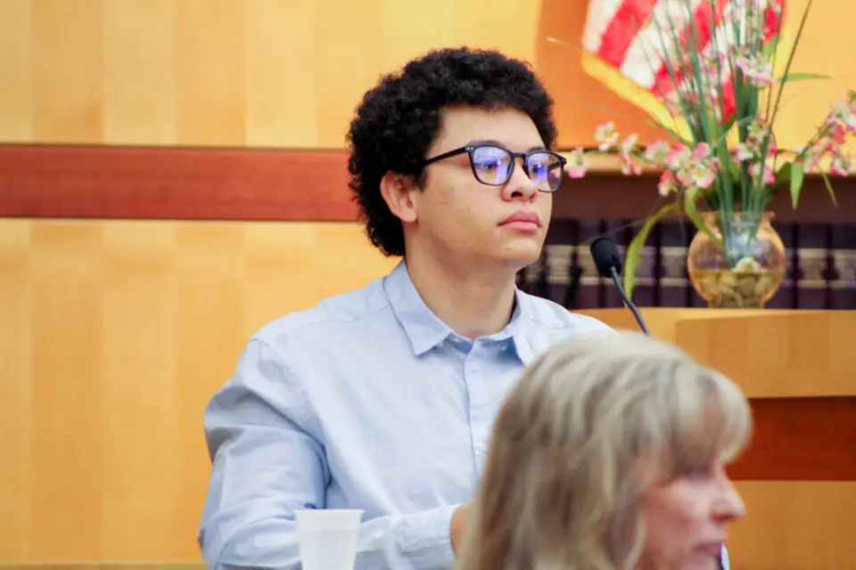 Kellon Razdan, 21, testified in his murder trial at the Vista Courthouse on Tuesday. He is charged with the first-degree murder of Aris Keshishian in 2021. Photo by Laura Place