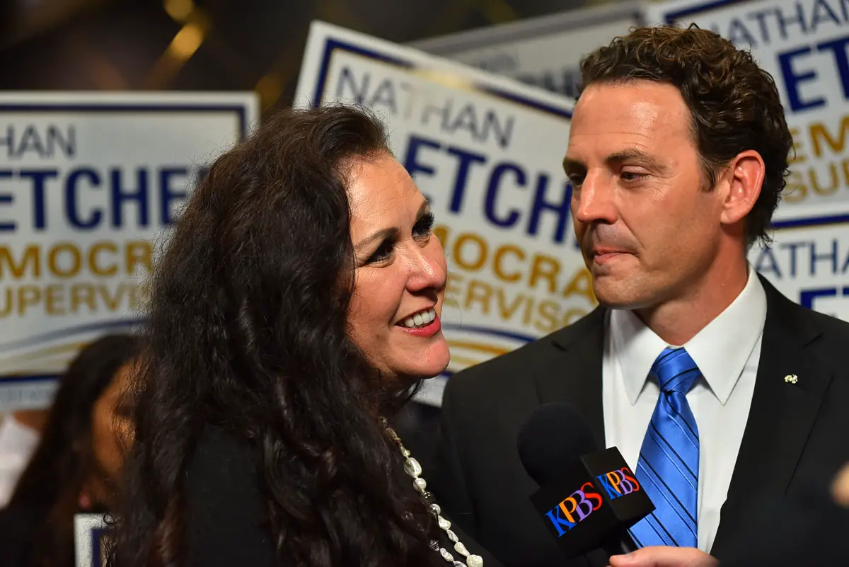 Supervisor Nathan Fletcher and his wife, former Assemblywoman Lorena Gonzalez, in 2018. Photo by Chris Stone/Times of San Diego