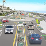 A rendering depicting a roundabout at the intersection of Carlsbad Boulevard and Tamarack Avenue. Courtesy image