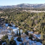 A snowy mountain scene of Julian in San Diego County. Snowlines marking where rainfall turns to snow have been rising significantly over the past 70 years. Stock photo