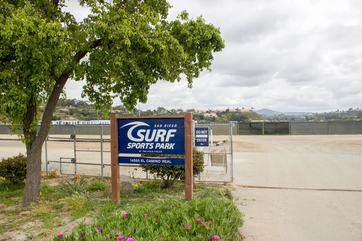 The city of San Diego is being sued for allegedly failing to enforce regulations related to the former Del Mar polo fields, which the city leases to soccer organizer Surf Cup Sports. Photo by Laura Place