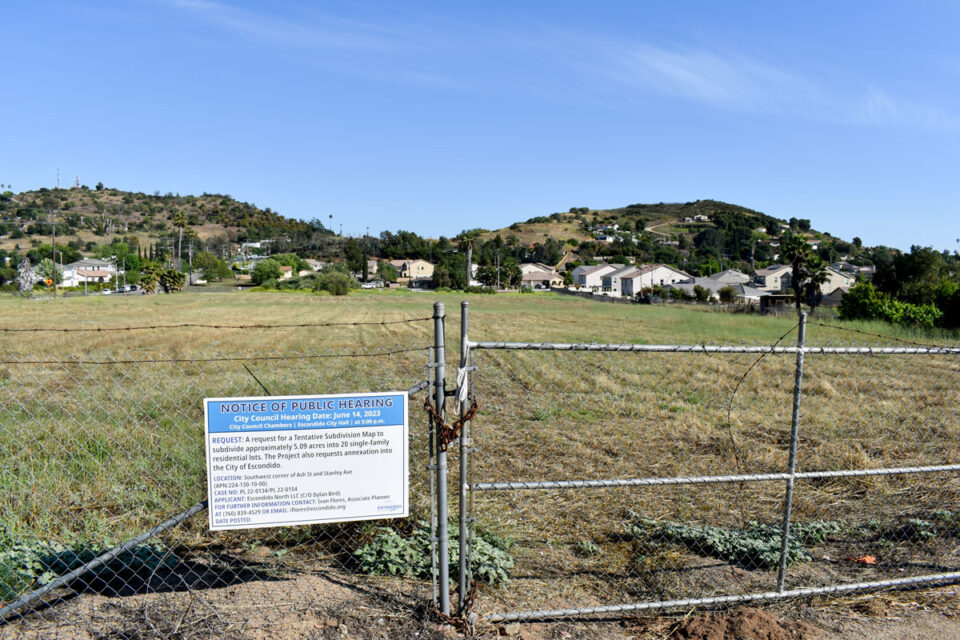 The North Ash Street property where a 20-lot residential subdivision will be constructed over the next several years in Escondido. Photo by Samantha Nelson