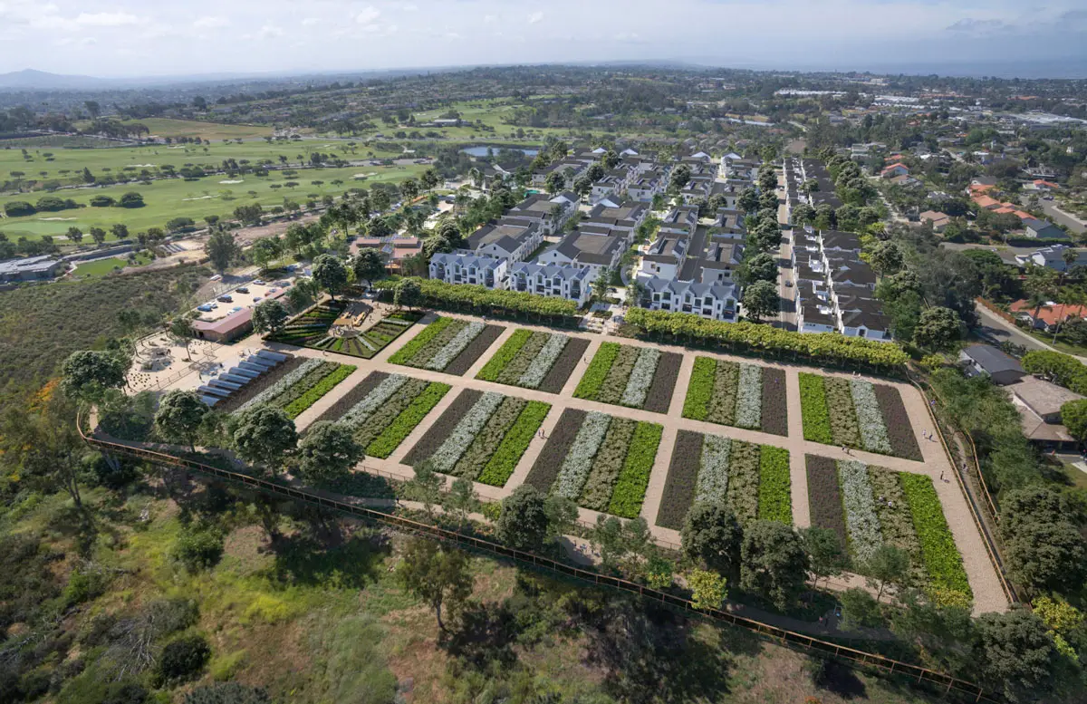 Developer Shea Homes and Nolan Communities are working on Fox Point Farms, a 250-unit residential "agrihood" community along Quail Gardens Drive. Courtesy rendering