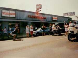 The Tidewater Tavern pictured in 1996, when the Olympic torch passed through Solana Beach. Courtesy Tidewater Tavern