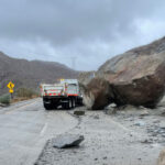 Tropical Storm Hilary: A rock slide along Interstate 8 near In-Ko-Pah on Aug. 20 in East County San Diego. Photo by Caltrans