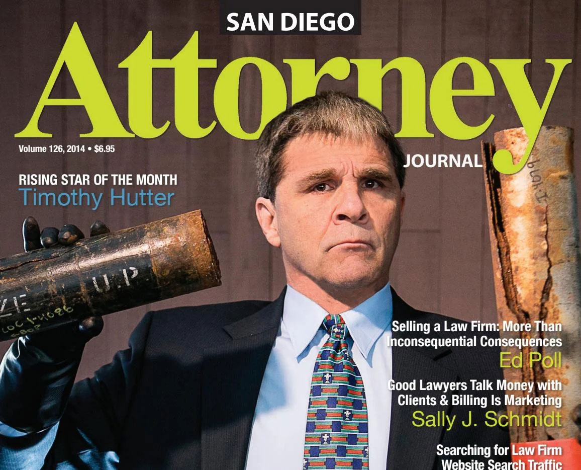 Peters on the cover of San Diego Attorney magazine in 2014. 