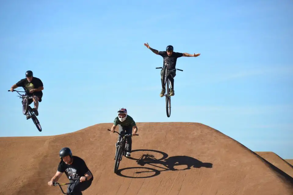 Bikers take on the jumps at the Sweetwater Bike Park in Bonita in 2020. Photo by Tim Ingersoll