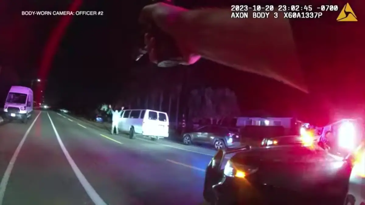 An image from the recently released video footage of a non-injury police shootout from two months ago. Photo courtesy of the Carlsbad Police Department.
