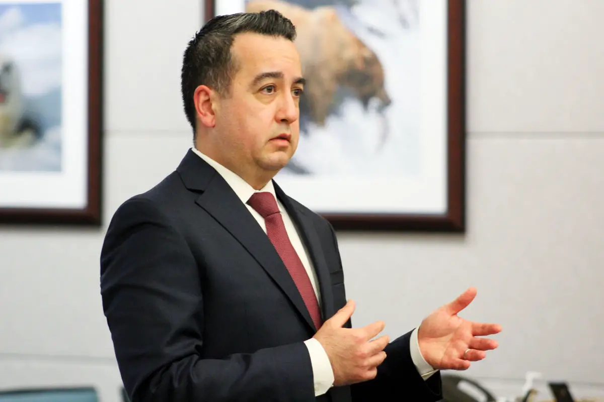 Deputy District Attorney David Uyar asks witnesses questions in Vista Superior Court for the preliminary hearing of Erick Arambula on Jan. 17. Photo by Laura Place