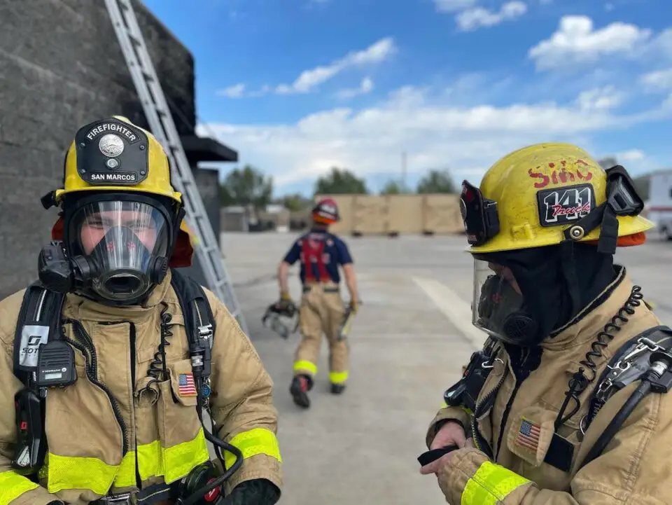 Members of the San Marcos Fire Department pictured during training in 2021. The city is considering a new sales tax to support city services including public works and public safety. Courtesy San Marcos Professional Firefighters Association