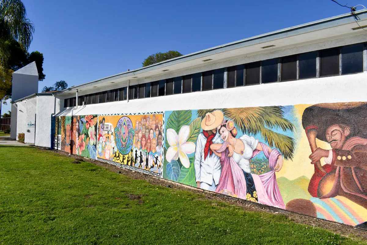 Since reopening to the public over a year ago, Oceanside’s John Landes Community Center has undergone several renovations and improvements – including colorful murals and new signage outside. Photo by Samantha Nelson