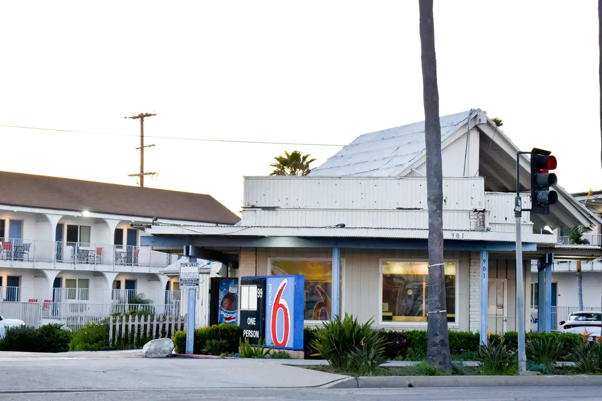 The Motel 6 and neighboring MiraMar Restaurant on North Coast Highway 101 in Oceanside. Photo by Samantha Nelson