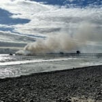 A fire erupted at the end of the Oceanside Pier on April 25 in Oceanside. Photo by Samantha Nelson