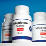 Mifepristone is an oral medication taken with misoprostol to terminate an early-stage pregnancy by blocking the hormone progesterone. Stock photo