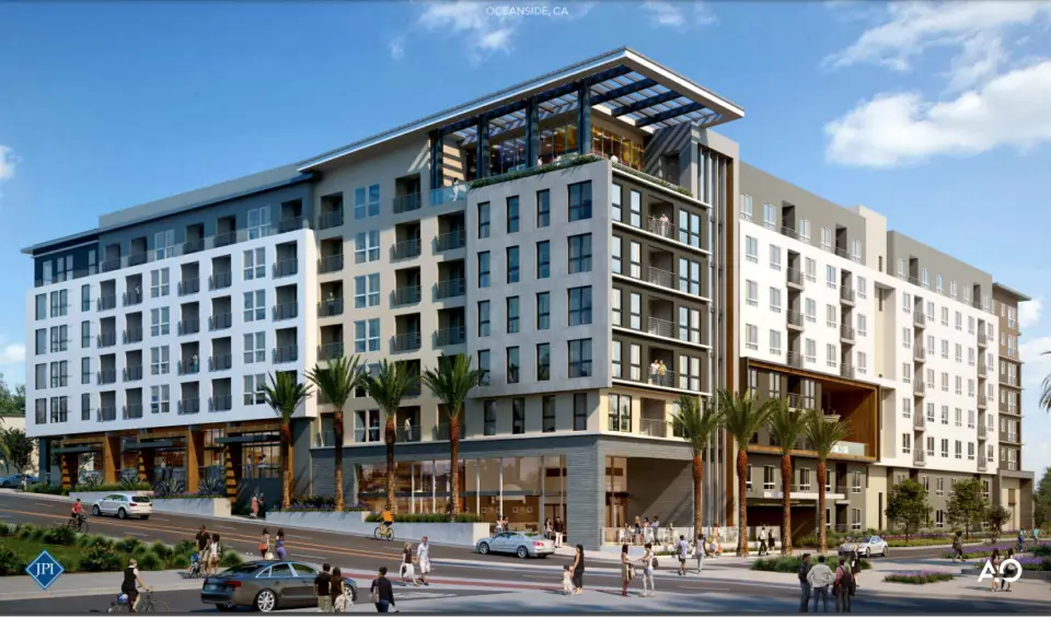 A rendering of a proposed eight-story mixed-use project at 901 Mission Avenue in downtown Oceanside. Courtesy photo