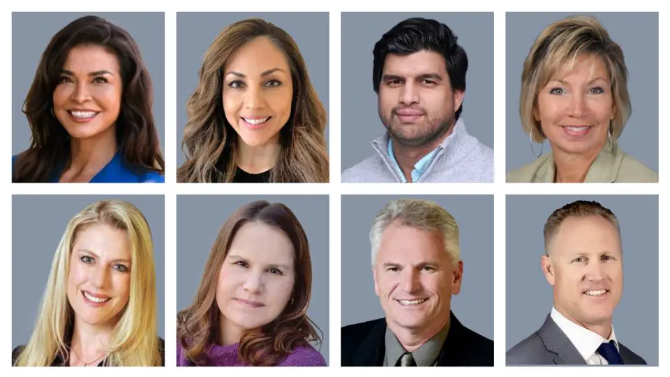Candidates running for various seats in Escondido (clockwise from top left): Judy Fitzgerals, Veronica Cigarroa, Christian Garcia, Dara Czerwonka, Mark Olson, Doug Paulson, Christine Spencer and Christi Knight. Courtesy photos
