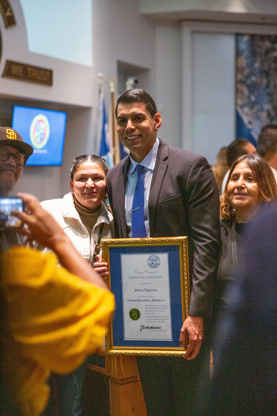 Newly elected Councilmember Jimmy Figueroa is sworn into office on Dec. 11 at the Oceanside Civic Center. Photo by Andres X | MadStrange.