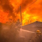 Personnel with the Rancho Santa Fe Fire Department battle the Eaton Fire near Pasadena on Wednesday. Courtesy RSFFD