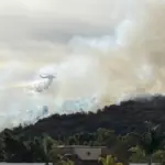 A view of the Bernardo Fire that broke out before 9 a.m. on Wednesday at Bernardo Rancho Drive and Camino del Norte near Interstate 15. Photo courtesy Watch Duty
