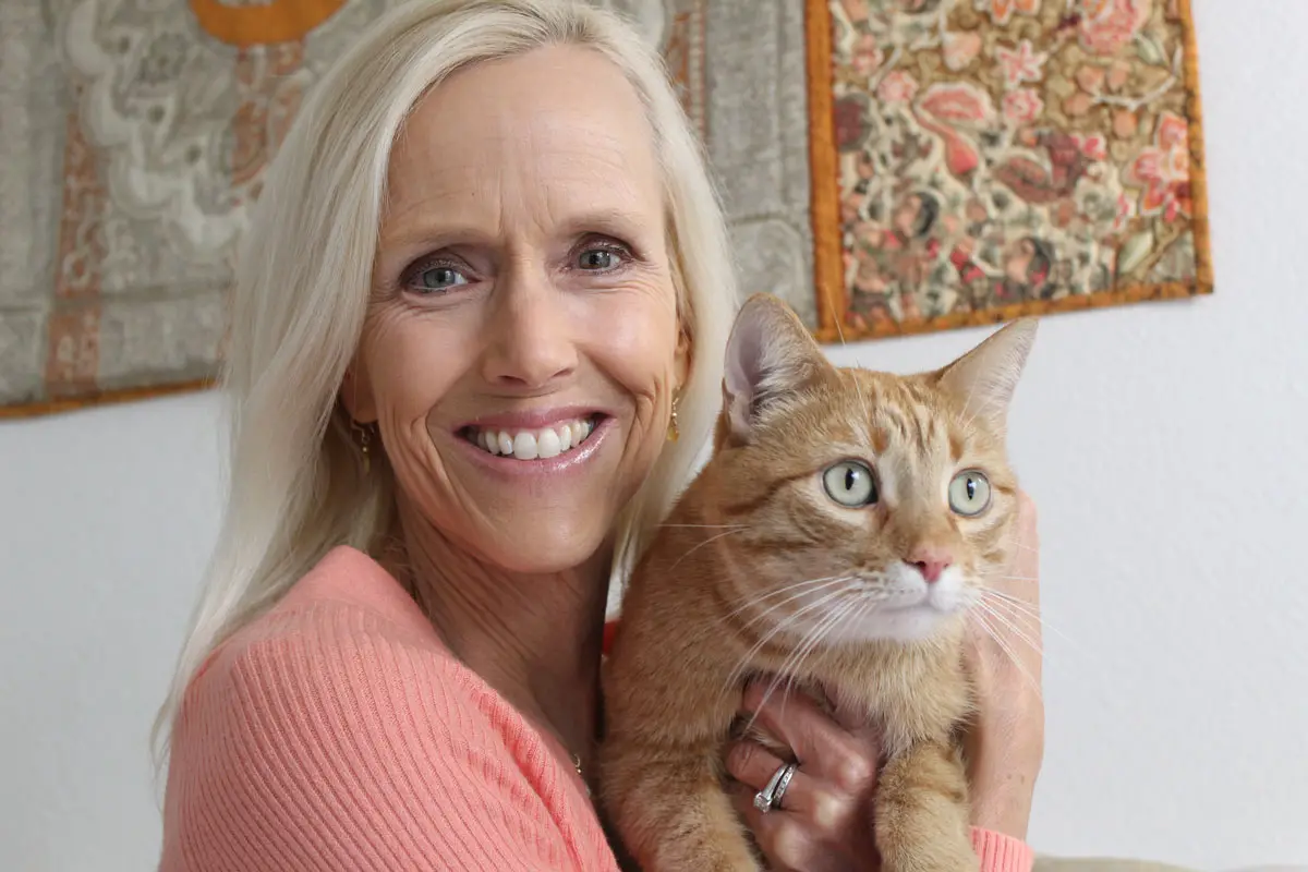 Kathleen Kastner adopted Noah six years ago from the Rancho Coastal Humane Society. He was recently named Newsweek’s Pet of the Year for 2024. Photo by Samantha Nelson