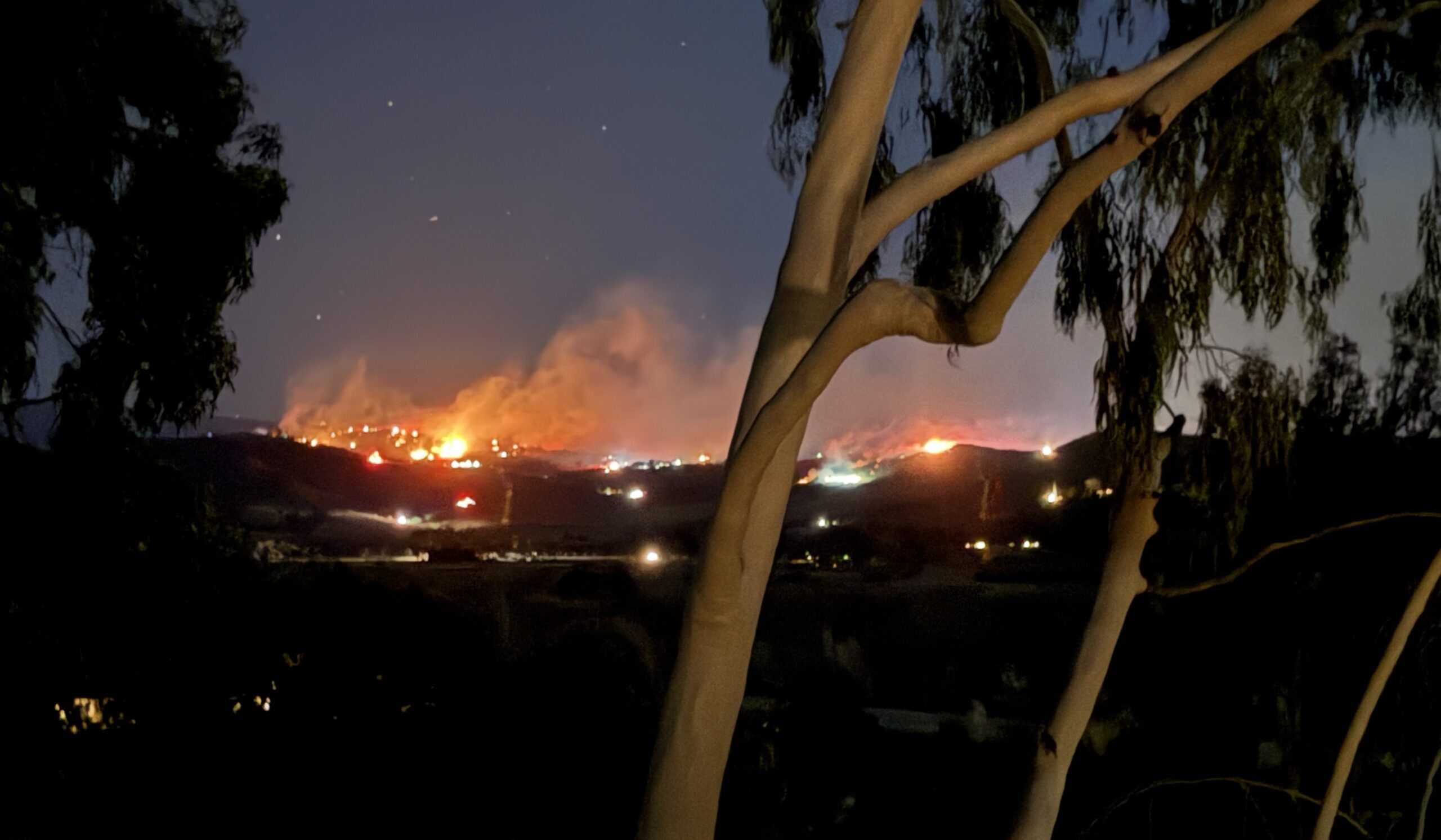 A view of the Lilac Fire from Stephanie Maine's home in Fallbrook. Courtesy photo/Stephanie Maine