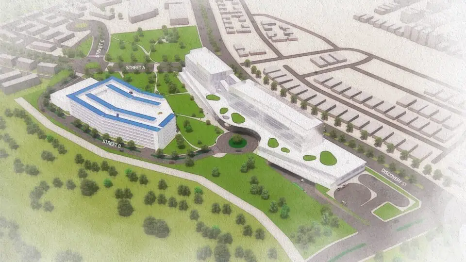 Scripps Health is planning a $1.2 billion medical center in San Marcos, shown in a rendering, featuring a new ambulatory facility and acute care hospital with 200-plus beds. Courtesy photo/Scripps