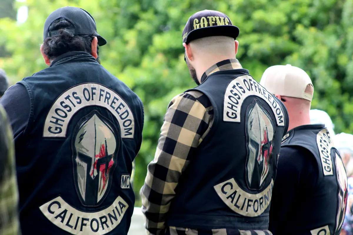 Members of the Ghosts of Freedom motorcycle club attend a Memorial Day event on May 26 in Fallbrook. Photo by Samantha Nelson