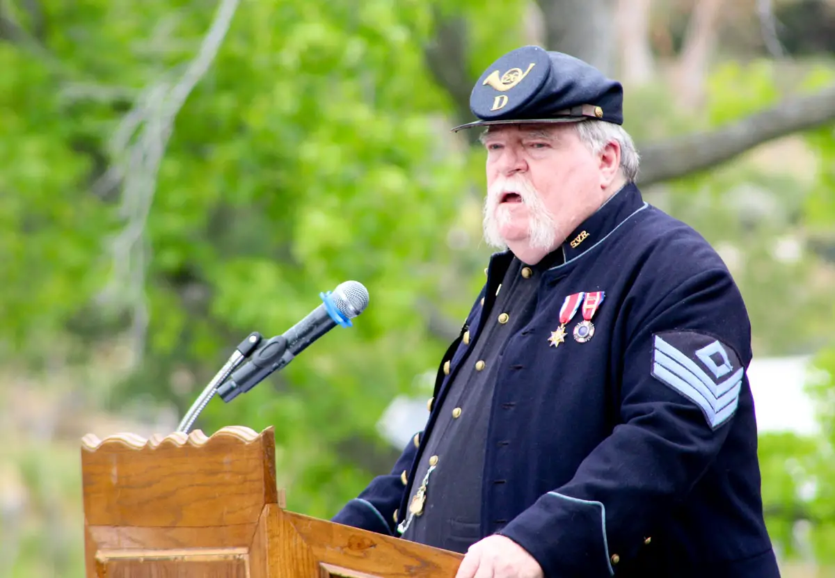 Sons of Union Veterans of the Civil War Post Department Commander Jerry R. Sayre speaks during a Memorial Day event on May 26 in Fallbrook. Photo by Samantha Nelson