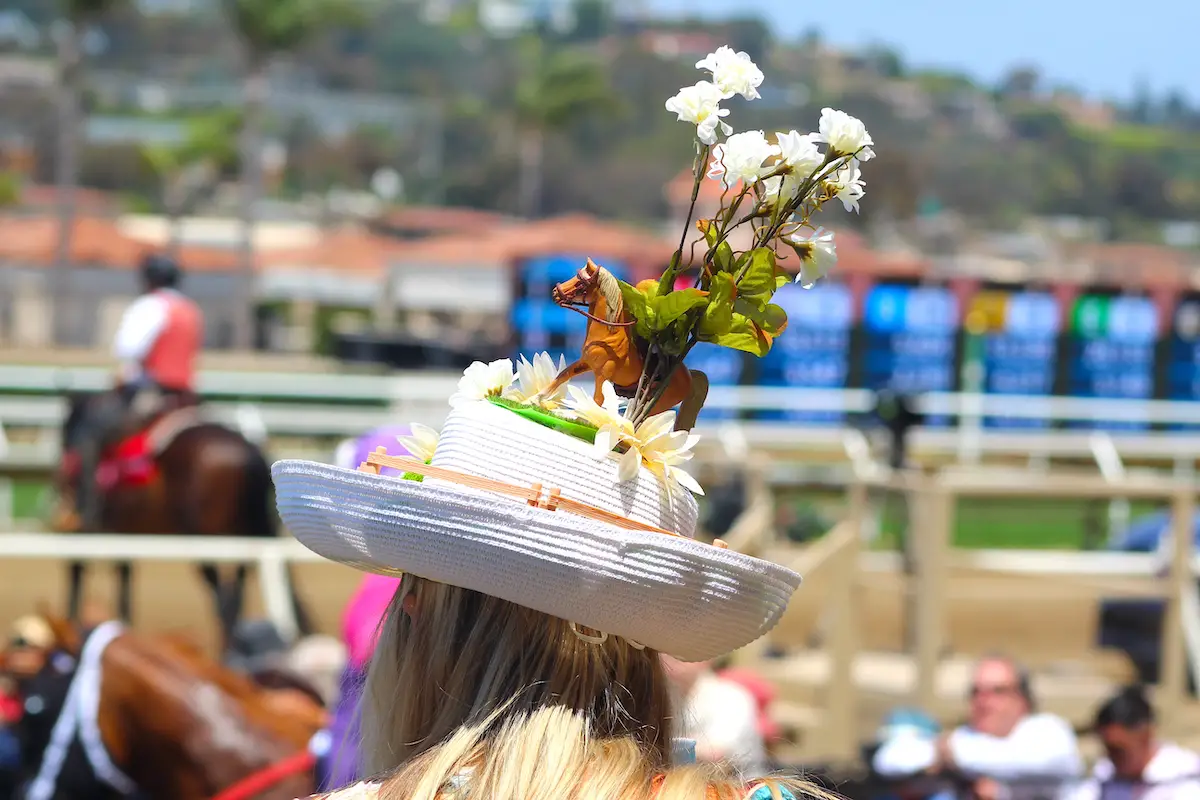 Visitors put their best foot and hats forward on opening day at the Del Mar Racetrack on Friday. Photo by Leo Place