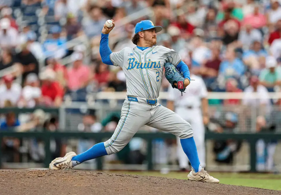 Cody Delvecchio, a San Marcos native and Mission Hills High School alum, delivers a pitch during his standout collegiate career at UCLA. Photo by Mac Brown/UCLA