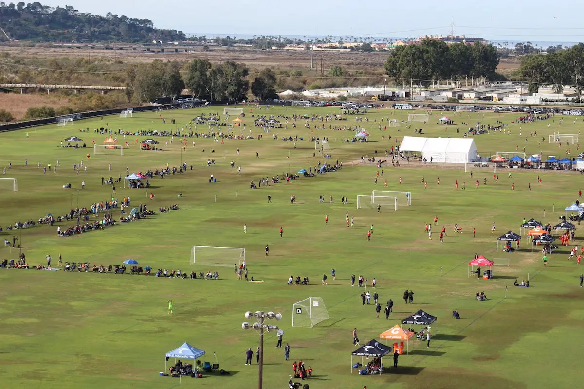 The City of San Diego leases the former polo fields along El Camino Real to youth soccer organization Surf Cup Sports. Photo courtesy Coalition to Save the Polo Fields Neighborhood