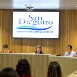 San Dieguito Union High School District trustees (left to right) Jane Lea Smith, Rimga Viskanta, and Phan Anderson pictured at the district office in August 2025. Photo by Leo Place