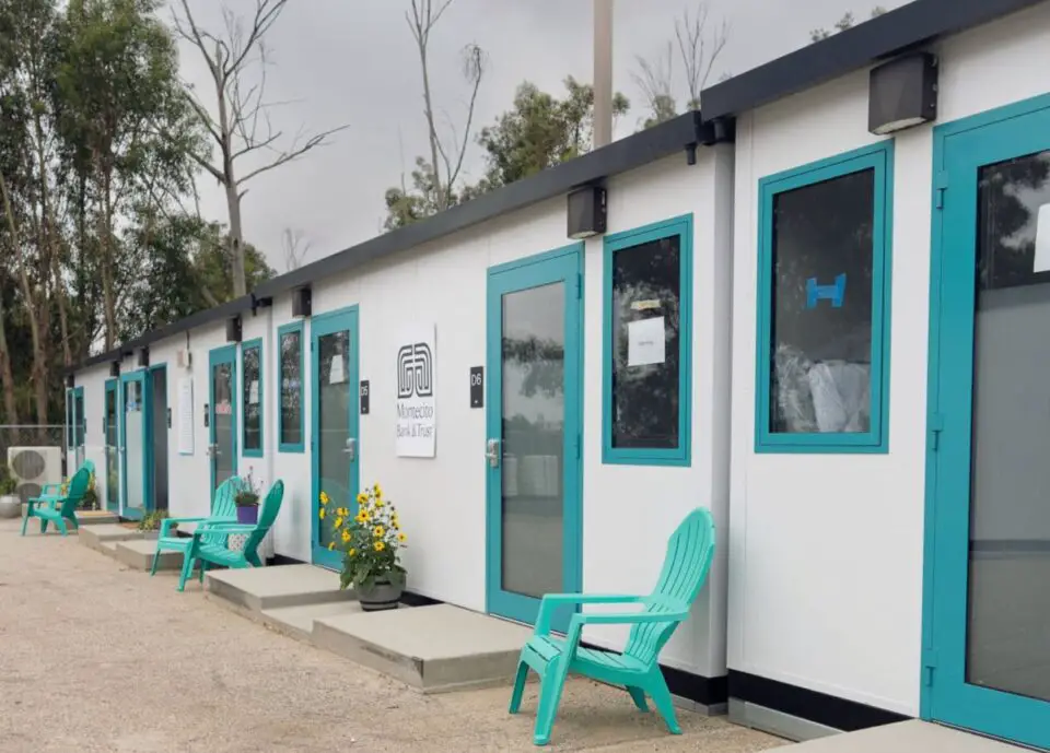DignityMoves has completed several modular-build communities for individuals who are homeless and on the brink of homelessness, such as La Posada Village in Santa Barbara County, pictured in 2024. Courtesy DignityMoves