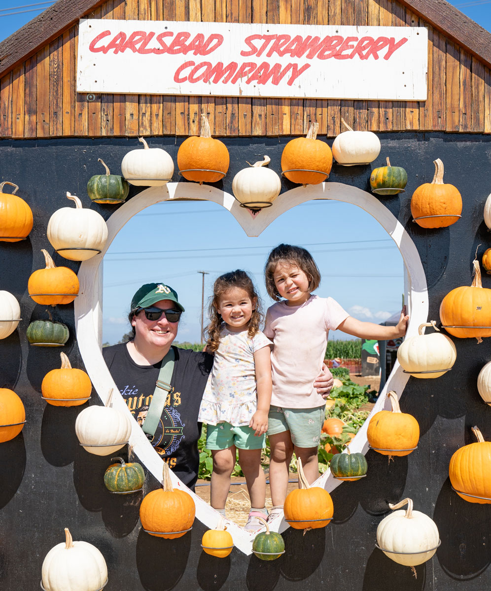 The pumpkin patch at the Carlsbad Strawberry Fields is open daily, with extended hours in October. Photo by Tanya Perez
