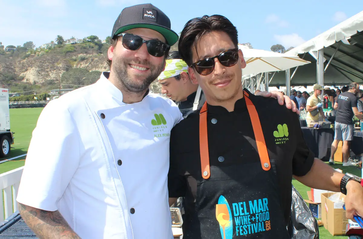Juniper and Ivy Executive Chef Alex Penkin, left, and Executive Sous Chef Ruben Comparan serve melt-in-your-mouth beef kabobs. Photo by Rico Cassoni