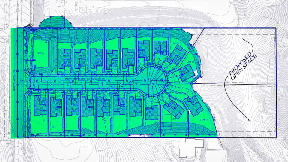 The Vista City Council denied an appeal against the Monte Vista project, allowing 19 new homes to move forward near Monte Vista Elementary School. The Coast News graphic