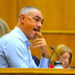 San Diego District 9 City Councilmember Sean Elo-Rivera listens to comments about Surf Cup Sports Park and a historic grant deed for the land in City Council chambers on Monday. Photo by Leo Place