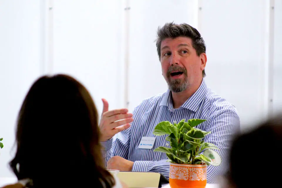 Solatube International Vice President Neall Digert speaks during a San Diego Climate Week panel at the company’s headquarters in Vista on Oct. 3. Photo by Leo Place