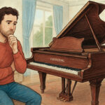 A 1906 Chickering parlor grand piano — an heirloom once cherished by his family and now seeking a new home. The Coast News graphic/AI