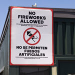 A sign posted in Escondido, where city officials are working to address illegal fireworks activity as part of broader public safety efforts. Photo by Frank Armstrong