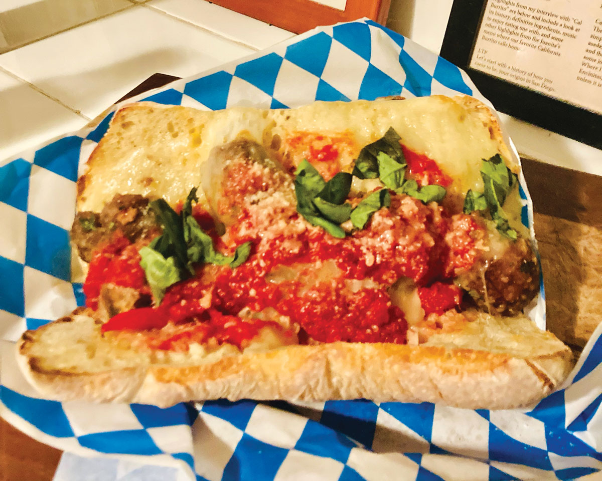 The amazing extra cheese, well-done meatball sub at Johnny Rad'z. Photo by David Boylan