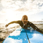 The big workout in surfing, as any longtime surfer realizes, comes in paddling. Stock photo