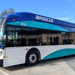 A zero emission Breeze bus. Photo courtesy of North County Transit District